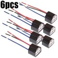 10/6/4/2pcs Car Bulb Lampholder 3-hole Ceramic H4 Wire Wiring Car Headlight Bulb Light Beam Socket Plug Auto Light Accessories.