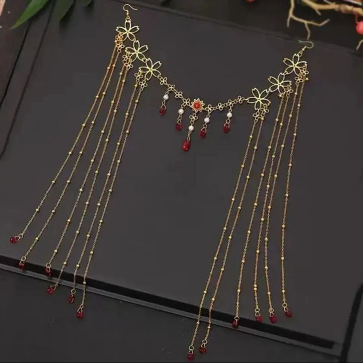 Chinese Traditional Fringe Hair Crown Fairy Long Tassel Wedding Hair Acessories