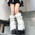 Furry Leg Warmers Women Sweet Lolita Leather-Buckle Plush Leg Covers Y2k Hottie Subculture JK Long Socks Punk Gothic Foot Covers.