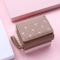 Women's Short Embroidered Love Zero Wallet Zipper Buckle Large Capacity Card Bag Versatile Fashion Simple. 