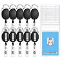 1PCS Key Chain Black Retractable ID Credit Card Holder Clip Bag Student Retractable Badge Reel with Card Holder Case Cover. 