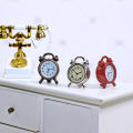 1 piece of dollhouse miniature metal alarm clock: 1/12 mini simulation bedroom scene decoration model (sticker random).