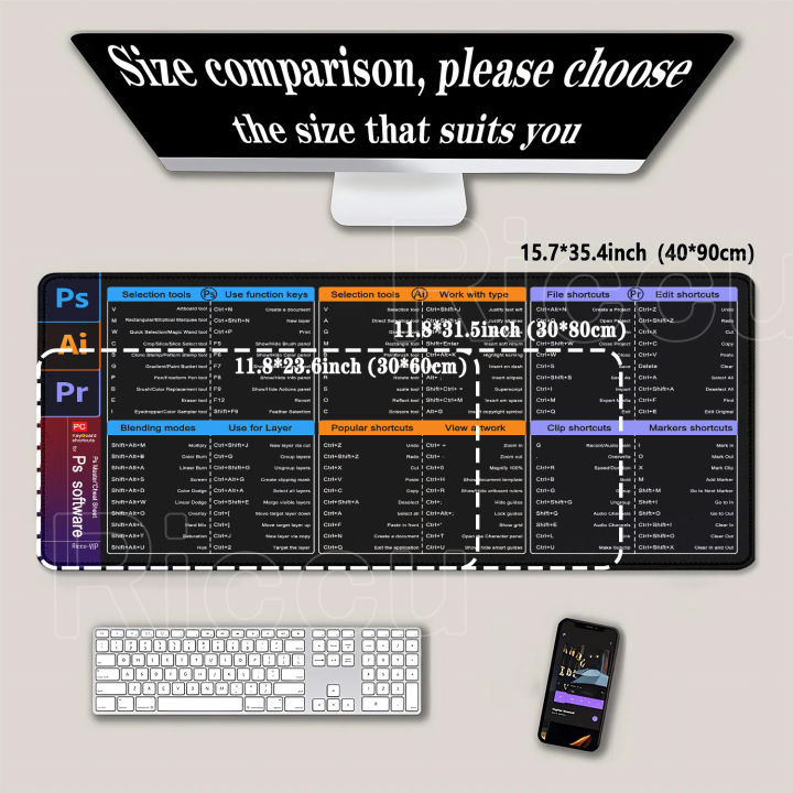 Shortcuts%20Mouse%20Pad%20Large%20Extended%20for%20Ps%20Ai%20Pr%20Final%20Software%20Big%20Office%20Keyboard%20Mousepad%20Gaming%20overlock%20HD%20Printing%20Desk%20Mat%20-%20Image%203