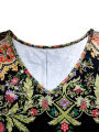 Plus Size Women's Boho Floral Maxi Dress, Long - Sleeve V - Neck, Ethnic Print, Casual & Festival Wear. 