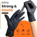 Black Nitrile Gloves Disposable 2 to 100 Pcs Multi-Purpose Latex & Powder Free, Chemical, Puncture & Tear Resistant Gloves, Waterproof, Durable & Thickened for Kitchen, Photoshoot, Medical, Cleaning, Cooking & Mechanical Use, Synthetic Rubber, Box 100 Pcs. 