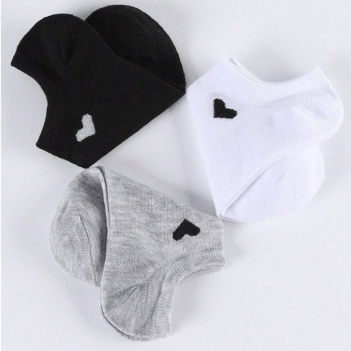6/12%20Pairs%20Solid%20Color%20Heart-Shaped%20Printed%20Women%20Short%20Socks%20Summer%20Breathable%20Soft%20Comfortable%20Simple%20Style%20Casual%20Socks%20-%20Image%204