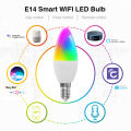 HomeKit Candle Light WiFi Smart Dimmable RGBCW E12 E14 LED Bulbs APP Siri Alexa  SmartThings Voice Control Discoloration. 