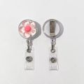 1pcs Cute Transparent Floral Badge Reel for Women Retractable Worker ID Card Pull Buckle Doctore Nurse ID Card Badge Holder Clip. 