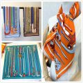 French New 90cm Hand-Rolled Hem Printed Scepter Scarf Ladies Sun Protection Head Wrap Silk Necklace Wholesale Decorate Fashion. 