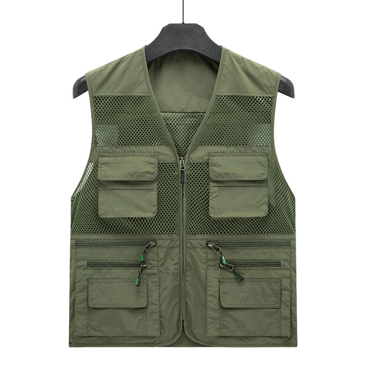 Summer Thin Mesh Vest Outdoor Sportsfor Jackets Bigsize Bomber Sleeveless Vest Casual Tactical Work Wear Camping Fishing Vests