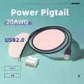 2 Pin 20AWG USB Male Cable Ends 12V 5A Power Pigtail 2 Wire USB A MaleBare Wire End Cable for DIY USB Plug Replacement 0.5M/1M.