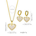 Cute Romantic Zircon Crystal Heart Necklace Earrings For Women Top Luxury 18K Gold Plated Stainless Steel Jewelry Set Female. 