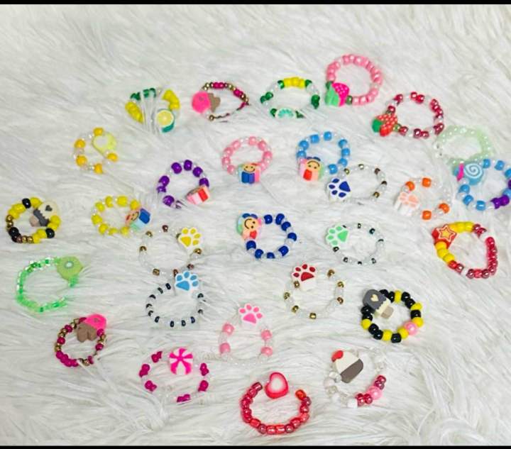 10pc Clay bead rings( assorted color and design) | Daraz.com.np