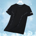 Men Running T-shirt Breathable Stretch Summer Top Gym Fitness Running Thin Short Sleeve Sportswear M-5XL Gray Blue Black White. 