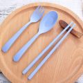 Cutlery Wheat Straw Spoon Fork Chopsticks With Box Students Tableware Travel Portable Dinnerware Kitchen Accessories.