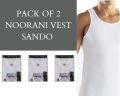Pack of 2 Noorani Men's Sando  - Orignal Noorani Cotton Vest - White Sando Inner Wear. 