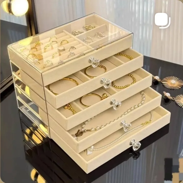 Acrylic%203-Drawer%20Velvet%20Jewelry%20Organizer%20Box%20%E2%80%93%20Multi-Functional%20Storage%20Trays%20for%20Earrings,%20Rings,%20Bracelets,%20Pendants%20&%20Watches%20%20Gift%20for%20Women%20-%20Image%207
