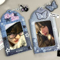 2pcs Denim Butterfly Guitar Print PVC Photocard Holder Idol Card Polaroid Photo Case.
