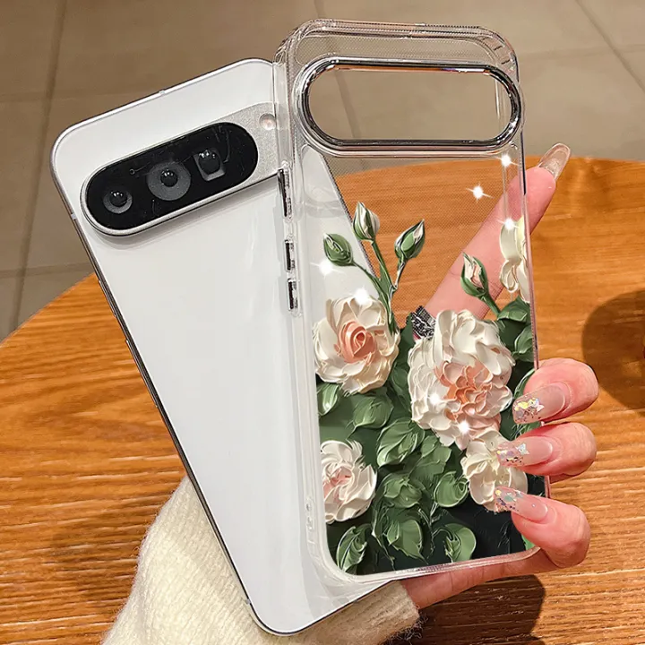 Rose%20Flowers%20Pattern%20Phone%20Case%20For%20Google%20Pixel%2010%209%20Pro%20XL%2010%209%208%207%20Pro%209A%208A%207A%20Shockproof%20Plating%20Soft%20TPU%20Transparent%20Cover%20-%20Image%203