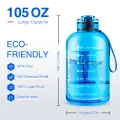 3 Liter Water Bottles with Times to Drink Motivational Straw Sports Big Jug with Handle Leak Proof BPA Free for Men and Women. 