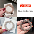 3pcs Full Beads Hair Tie Crystal Hair Ties Elastic Hair Scrunchies Faux Pearl Hair Ropes Ponytail Holders Hair Accessories For W. 