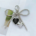 Korean Styles Bag Charm Lovely Heart Keychain Backpack Handbag Pendant Ornaments Bows Keyrings Fashion Keyholders. 