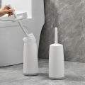 WORTHBUY Splash Proof Handle Toilet Brush With Base Soft Bristle Plastic Toilet Cleaning Brush Bathroom Toilet Cleaning Tools. 