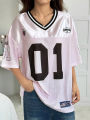 American Sportswear Fashion V-neck T-shirt And Sweatshirt For Women Loose Quick-drying Casual And Versatile Hip-hop Street Top.