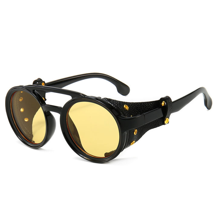 Steampunk%20Shields%20Sunglasses%20Men%20Women%20Classic%20Sun%20Glasses%20With%20Side%20Leather%20Round%20Eyewears%20Punk%20UV400%20Lens%20-%20Image%205
