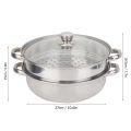 Stainless Steel Cookware 27cm/11in 2-Layer Steamer Pot Cooker Double Boiler Soup Steaming Pot Kitchenware Kitchen Supplies.