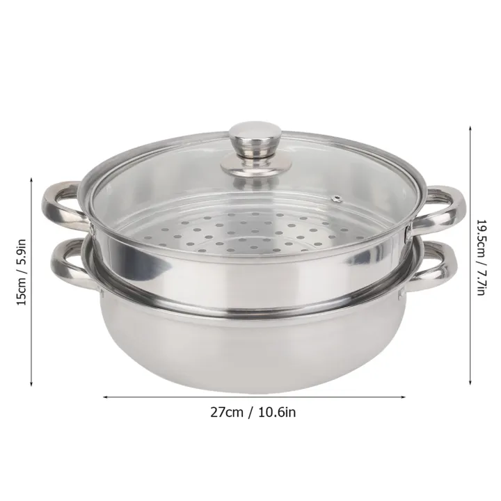 Stainless%20Steel%20Cookware%2027cm/11in%202-Layer%20Steamer%20Pot%20Cooker%20Double%20Boiler%20Soup%20Steaming%20Pot%20Kitchenware%20Kitchen%20Supplies%20-%20Image%203