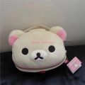 New Cute Rilakkuma Bear Girl Plush Elliptical Stereoscopic Makeup Bag Portable Storage Bag Cute Cartoon Easy Bear Bear Storage W. 