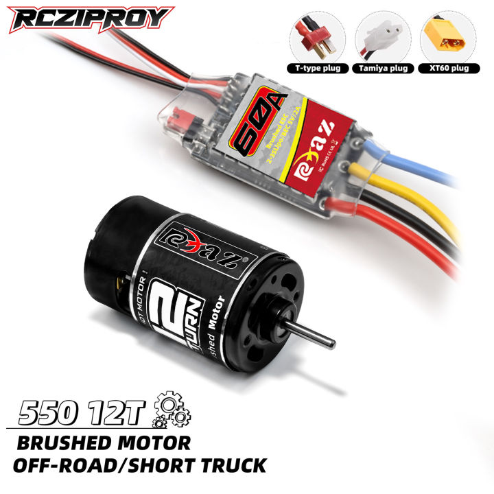 RC 550 12T Brushed Motor 60A ESC Combo For 1/10 RC Car Tra Slash Axial ...