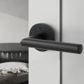 Viladepot Privacy Door Handle Polishing Handle Lever Round Base Bedroom Bathroom Door Lock Reversible. 