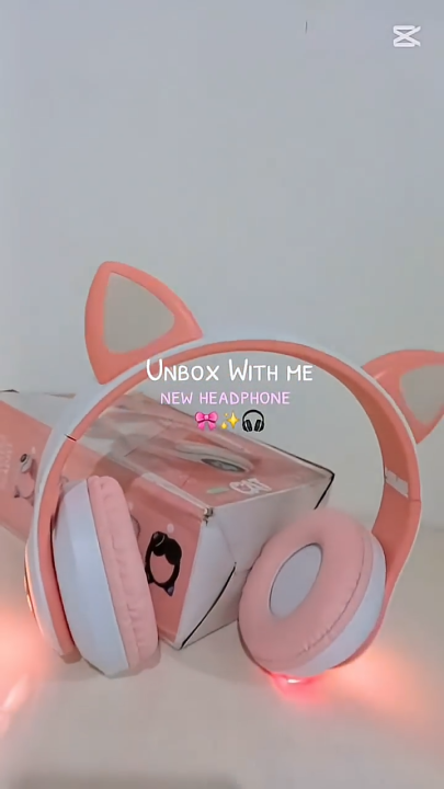 Cat Headphone / P47 Ear Wireless Bluetooth Headphones - Glowing LED Light-Up Foldable Headset for Kids and Adults