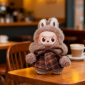 Plush Doll's Clothes for Mini Labubu 4.0 for Love Series Christmas Clothes Classic Grid Dress Cloak Set Clothing. 