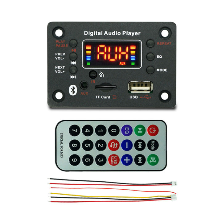 12V Wireless Bluetooth 5.0 MP3 WMA Decoder Board Car Audio USB TF FM Radio Module Color Screen MP3 Player with Remote Control