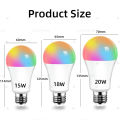 WiFi E27 Smart Dimmable Bulb RGBCW Colorful 220V 15W 20W LED Light App Adjust Dimmable Support Alexa Google Home Voice Control. 