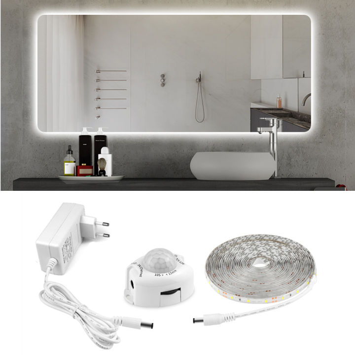 12V Bathroom Mirror Light PIR Motion Sensor LED Strip Light 2835 60led ...