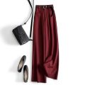Gray Solid Office Lady High Waist Sashes Loose Straight Women's Pants Ankle-Length Trousers Suit Pants For Women Clothing 2025. 