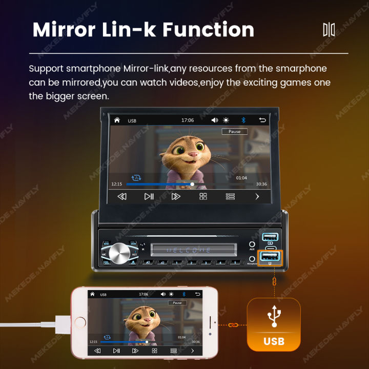1Din%207"%20Auto%20Retractable%20Screen%20Car%20Multimedia%20Video%20Player%20Wireless%20CarPlay%20Android%20Auto%20Mirror%20link%20Built%20in%20AUX%20DAB%20Autoradio%20-%20Image%204