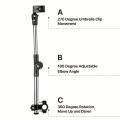 1Pc Adjustable stainless steel umbrella frame for wheelchairs and bicycles - Foldable design. 