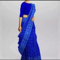 Blue Pure Tangail Half Silk Jamdani Saree For Women. 