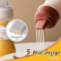 5-Hole Condiment Squeeze Bottles Transparent Sauce Dispenser With Nozzles For Mayonnaise Honey Kitchen Storage Container.