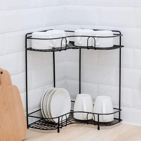 Kitchen Corner Storage Rack Premium 3-Tier Kitchen Corner Organizer Rack – Stainless Steel Multi ...
