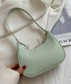 Korean Style Solid Color Shoulder Bag for Women | Elegant Underarm Hobo Clutch | Casual Trendy Crescent Purse. 