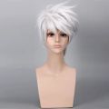 Anime Hatake Kakashi Short Synthetic Wigs Silver White Layered Heat Resistant Hair Cosplay Costume Wig. 