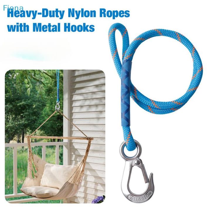 ✔Hammock Suspension Rope Heavy Duty Nylon Sling With Metal Hook Suitable For Outdoor Hammocks Tree Swings And Patio Chairs