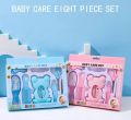 8pcs/set Baby Care Kit, Baby Safe Nail Clipper, Baby Bath Water Temperature Meter, Soft Hair Comb Brush. 