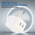 20W Dual Type C Fast Charge Adapter USB C Super Charge EU/US/UK Mobile Phone Charger For IPhone For For .